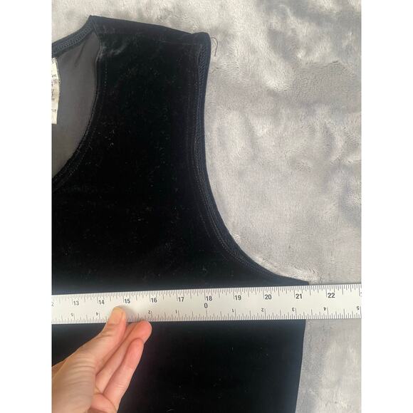 Vintage 90s Y2K stretch black velvet midi tank dress goth whimsygoth XL plus - Picture 2 of 8